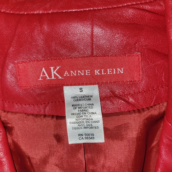 Anne Klein Women’s Size Small Red Genuine Leather Motorcycle Style Jacket - Picture 7 of 7